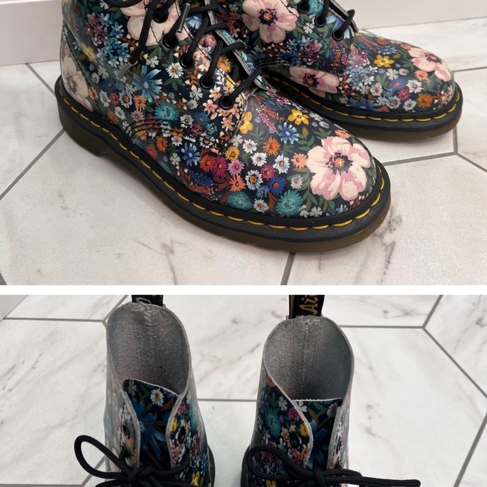 Dr. Martens Floral Combat Boots - Multicolor